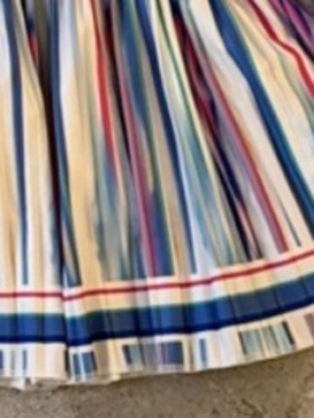 Lucky in Love White Waist Multicolor Stripe Pleated Skater Skirt
